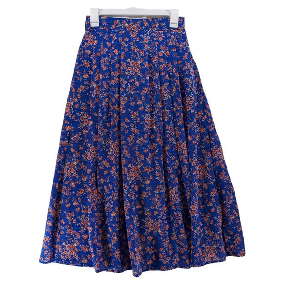 Berthie Paris Maxi Skirt 4 Blue Floral Sheer High Slit Long Lined Bohemian Retro - Picture 2 of 15